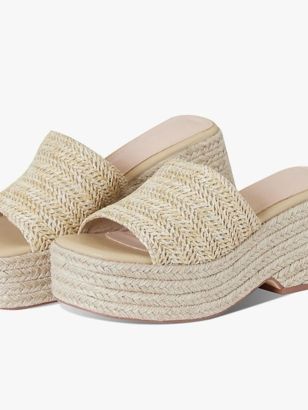 Apricot Woven Platform Slide Sandals